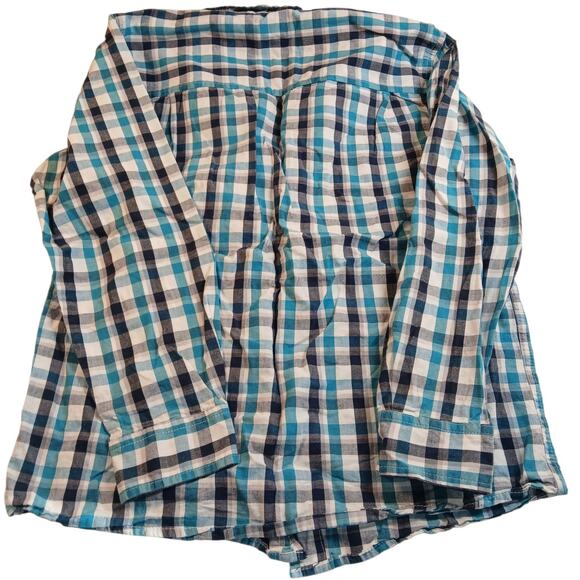 Kenneth Cole Reaction Boys Blue/Green Button Down Long Sleeve Plaid Shirt - XL - Picture 3 of 3